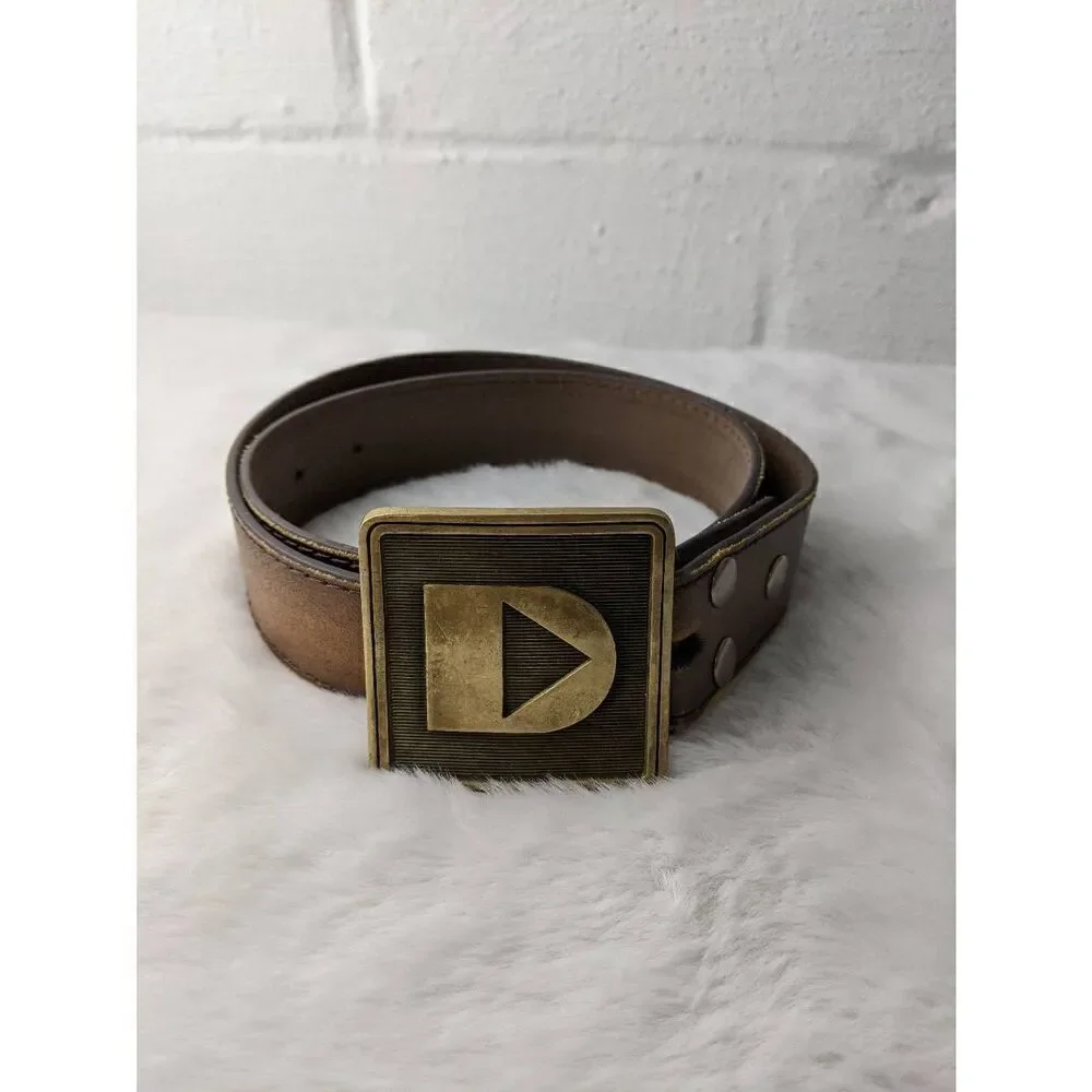 Vintage O.C Tanner Solid Brass Leather Italian Belt Salt Lake City Utah Sz S Sma
